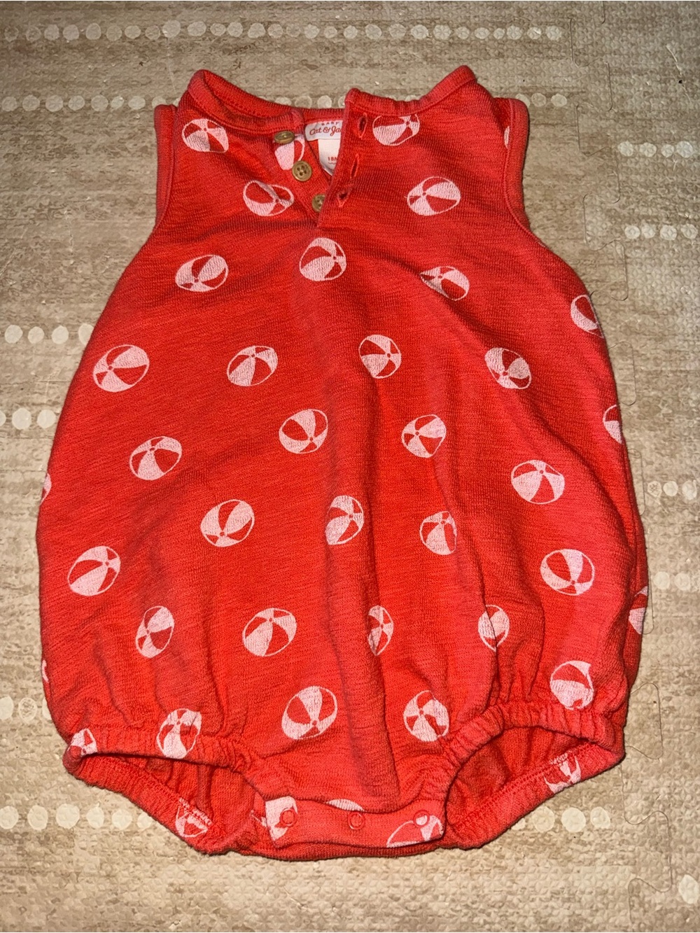 Cat & Jack Red Beach Ball Romper‎